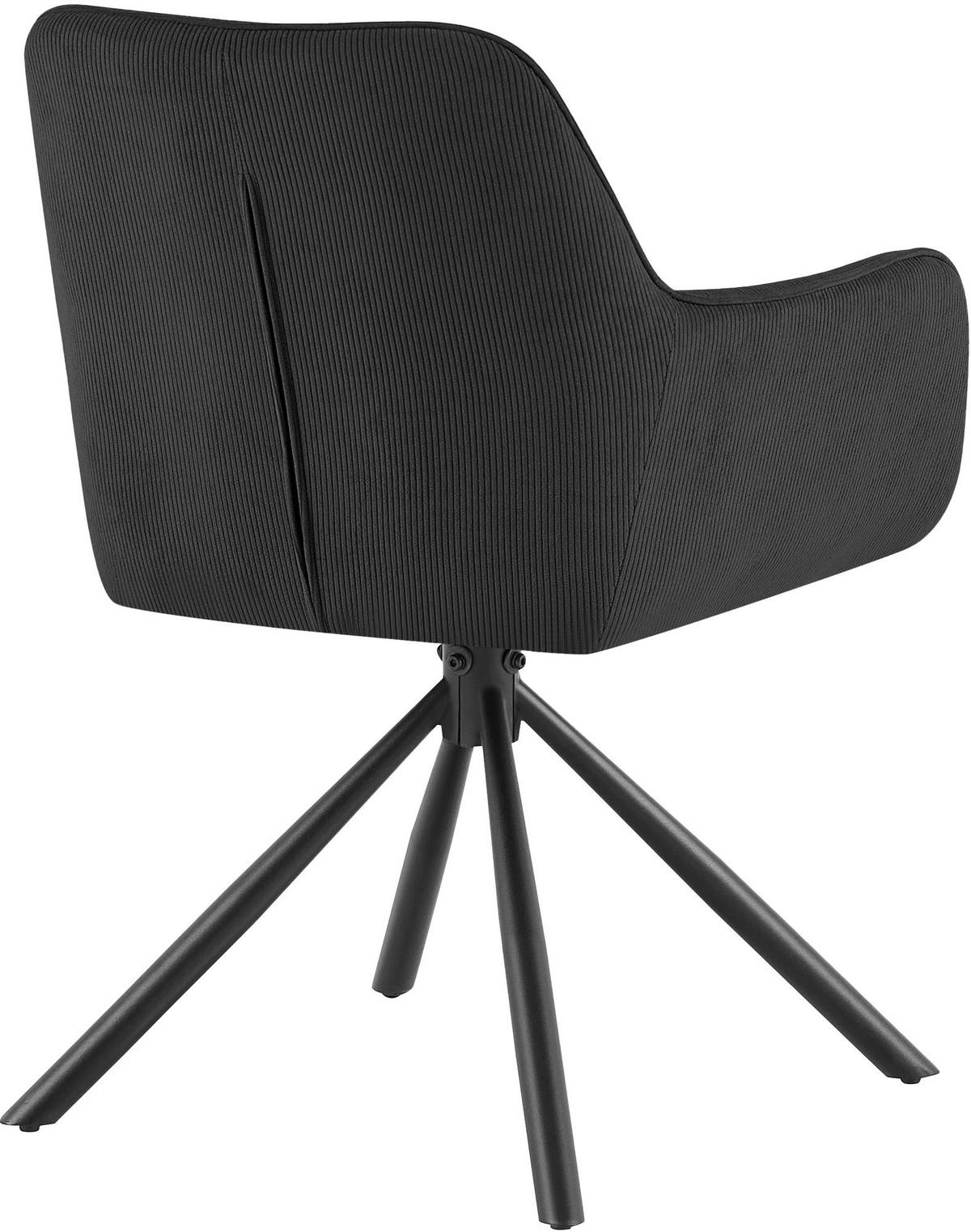 ARMLEHNENSTUHL Cord Schwarz - Schwarz, Textil/Metall (58/84/59cm) - CLP