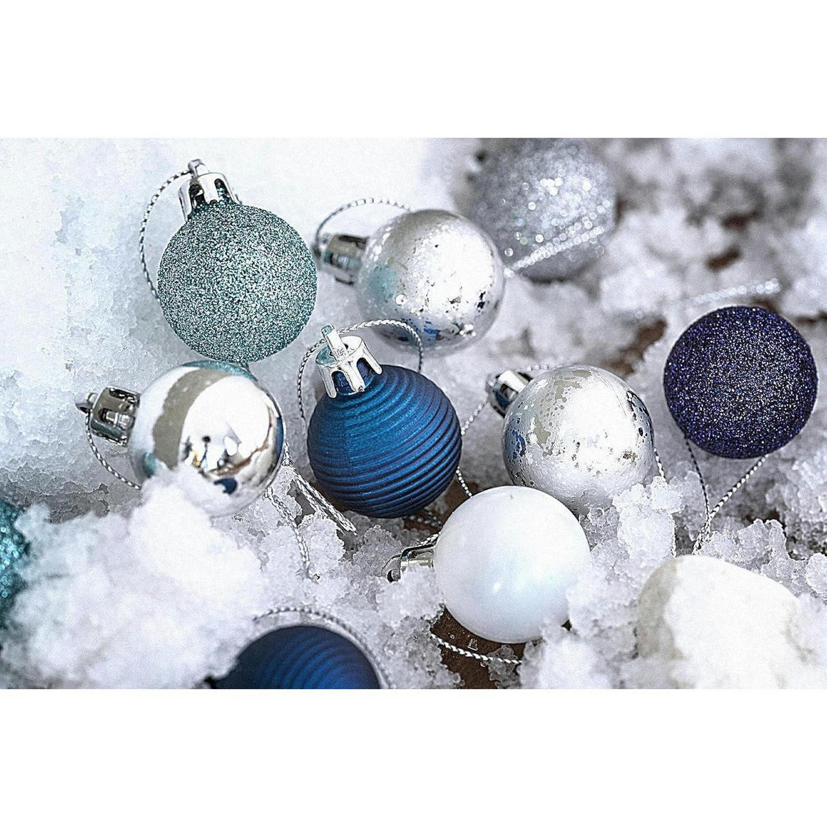 WEIHNACHTSKUGELN 49-teiliges Set 3 cm Kunststoff Silber Blau - Multicolor, Kunststoff (3/3/3cm)