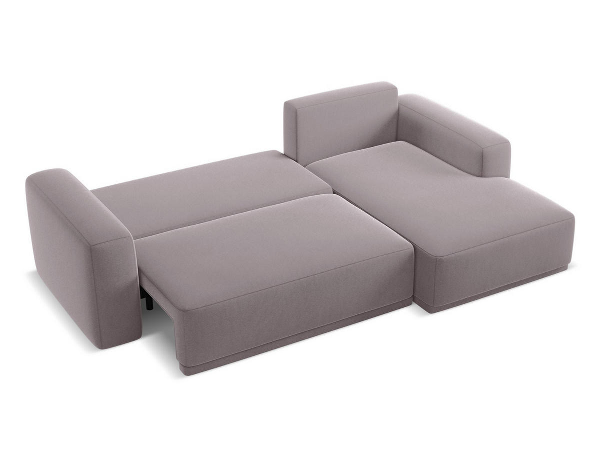 ECKSOFA mit Schlaffunktion Samt Stoff Violett - Lila/Flieder, Kunststoff/Textil (258/160cm) - Makamii