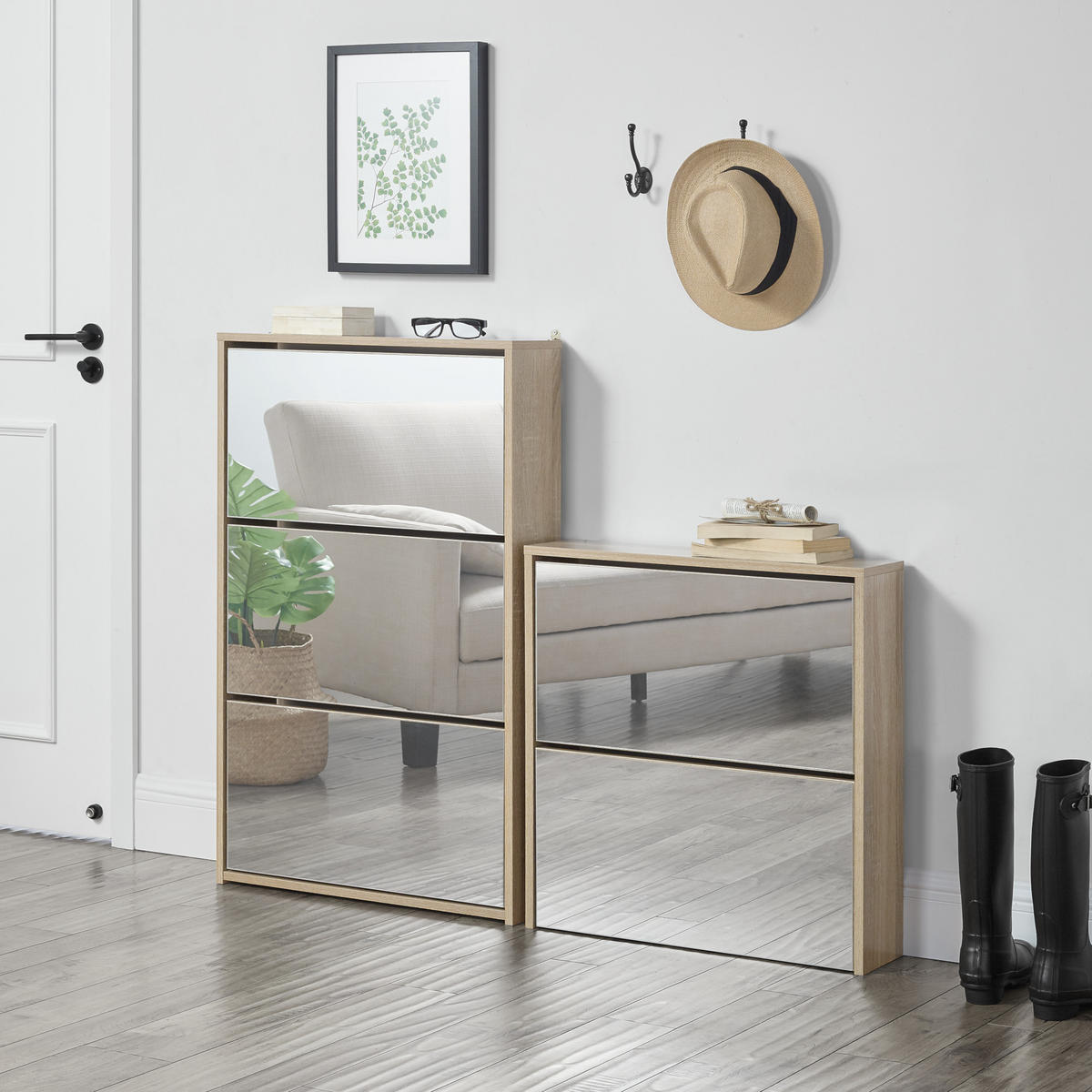 SCHUHKIPPER Lund - Sonoma Eiche, Holzwerkstoff (17/67/63cm) - [en.casa]