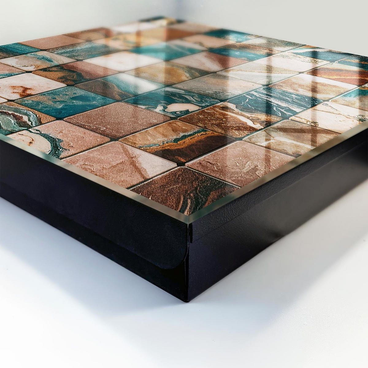 SCHLÜSSELBOX Schwarz 30x30 cm- Türöffnung nach rechts - Tonales Mosaik - Braun, Metall (30/30/5cm) - TULUP
