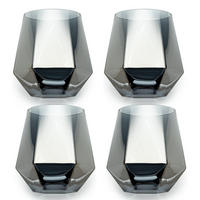 TRINKGLAS SET im Hexagon Design 240 ml (4-tlg) - Grau, Glas - Intirilife