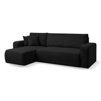 ECKSOFA LUNA mit Schlaffunktion und Bettkasten Cord-Stofff (Schwarz) - Schwarz, Textil (244/142cm) - VENASI MÖBEL