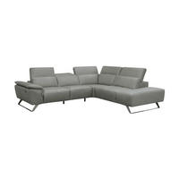 ECKSOFA Predator Echtleder Perlgrau - Hellgrau, Leder/Metall (270/230cm)