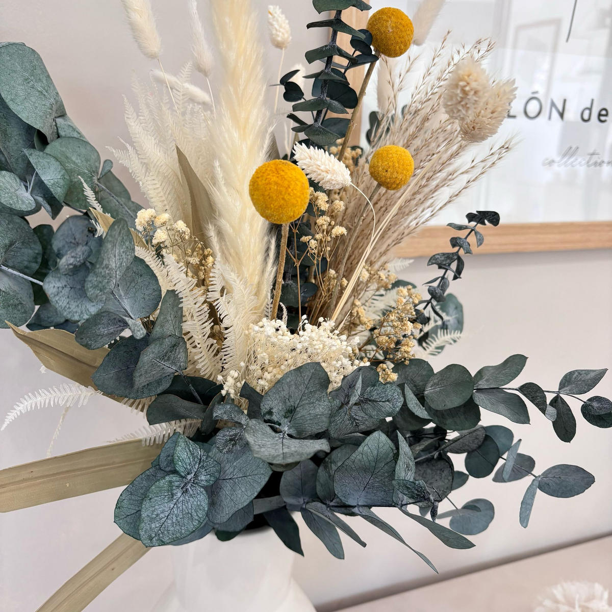 NATURE - Trockenblumenstrauß in Harmonie I grün-weiß - beige / 60 cm - Beige, Naturmaterialien (60cm) - Lykke & You