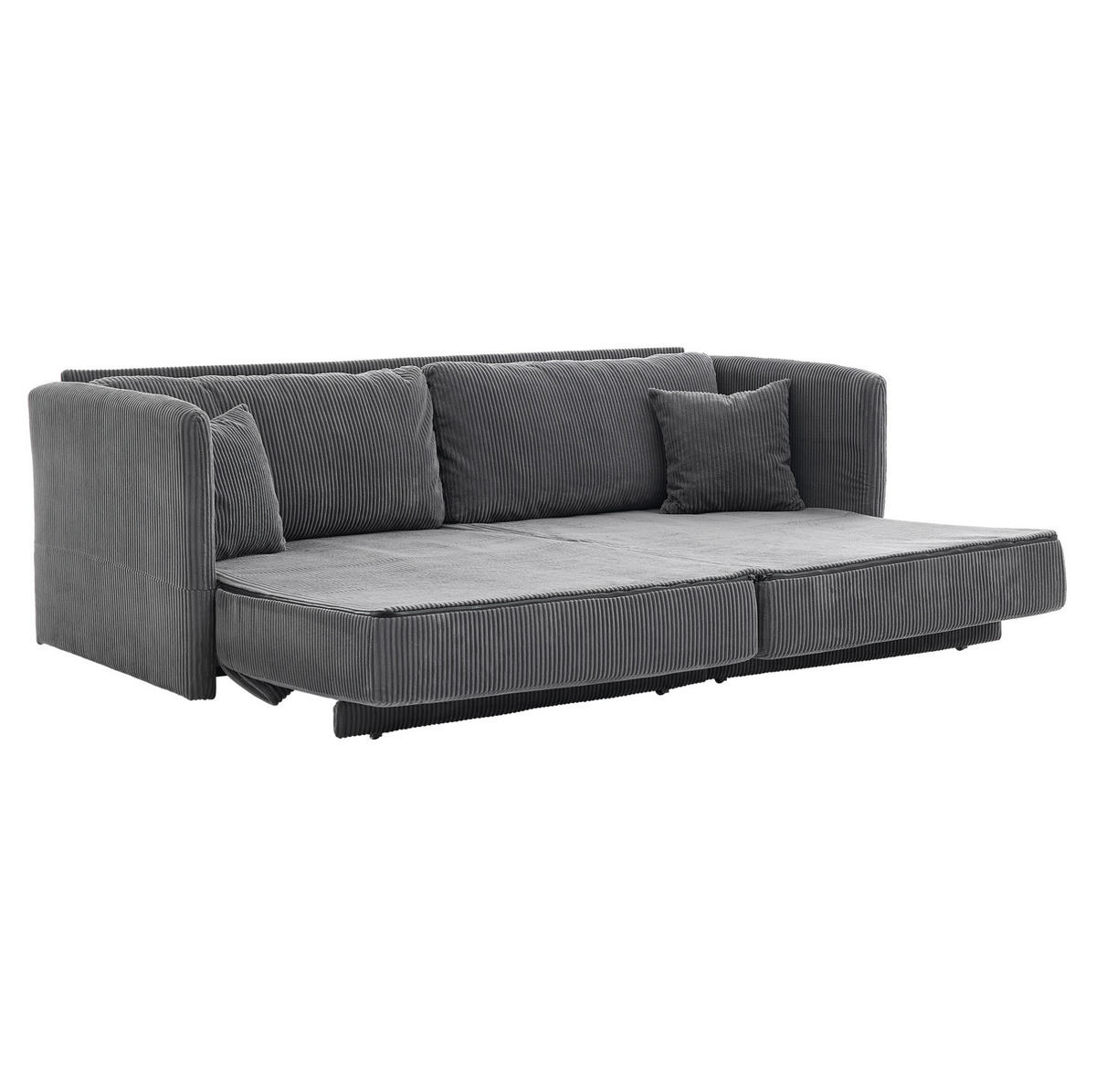 SOFA mit Schlaffunktion 182 x 88 x 84 cm Cord Grau - Grau, Metall (182/84/88cm) - Meubliv