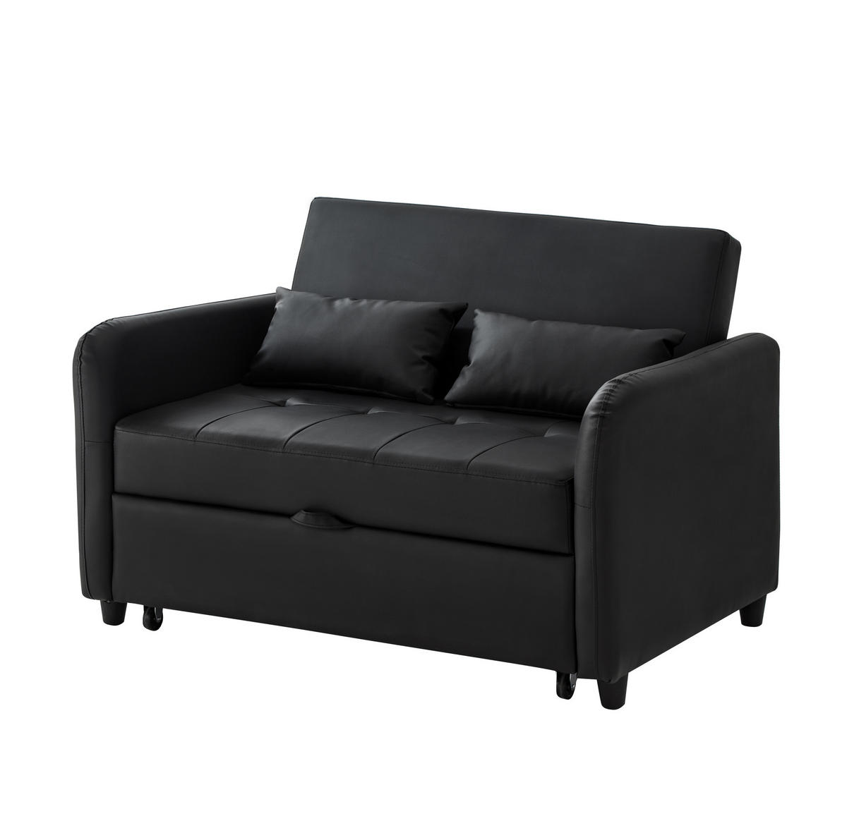 ROZKLÁDACÍ pohovka 156/100 cm antická černá z pěny a polyuretanu s polohovatelnou opěrkou - černá, plast (122/82/83cm) - OKWISH