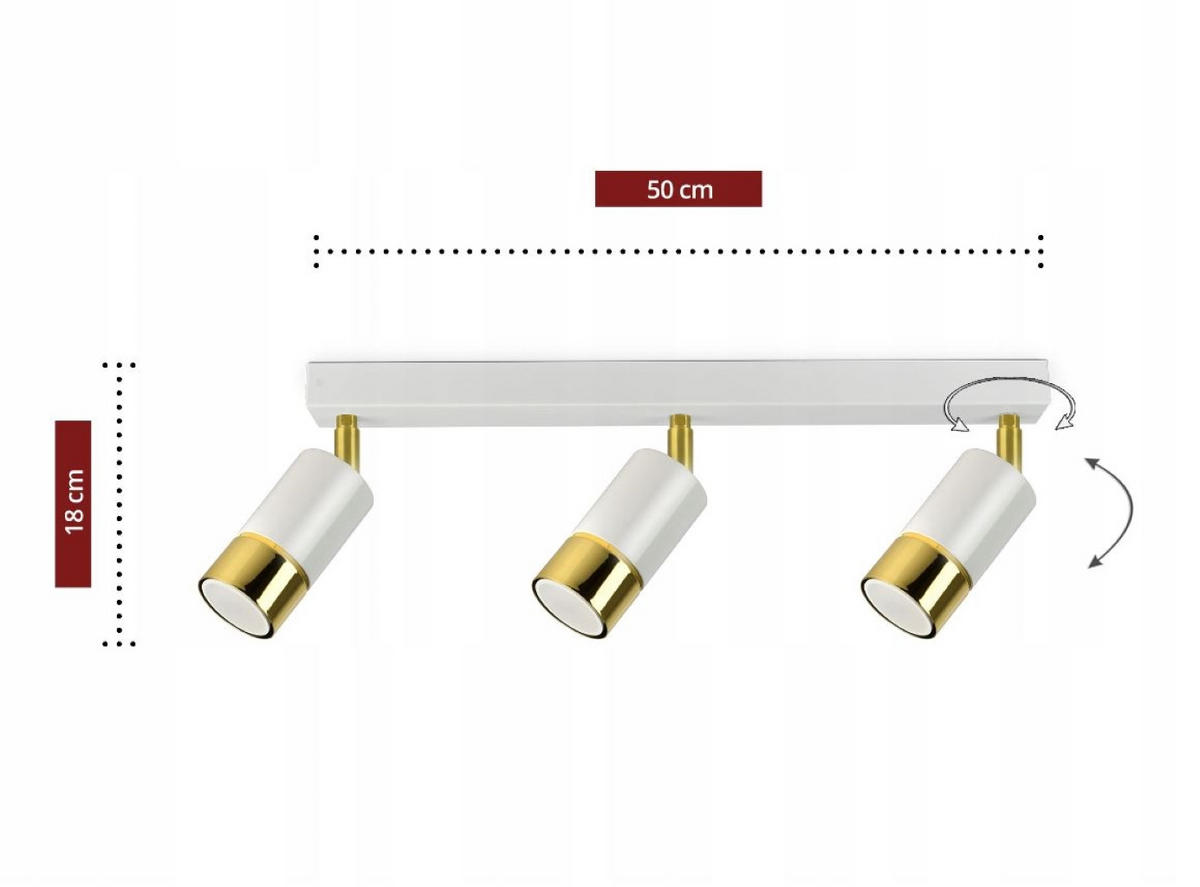 DECKENLEUCHTE Milano Spot - Weiß Hochglanz/Goldfarben, Metall (8/50/18cm) - kiki design