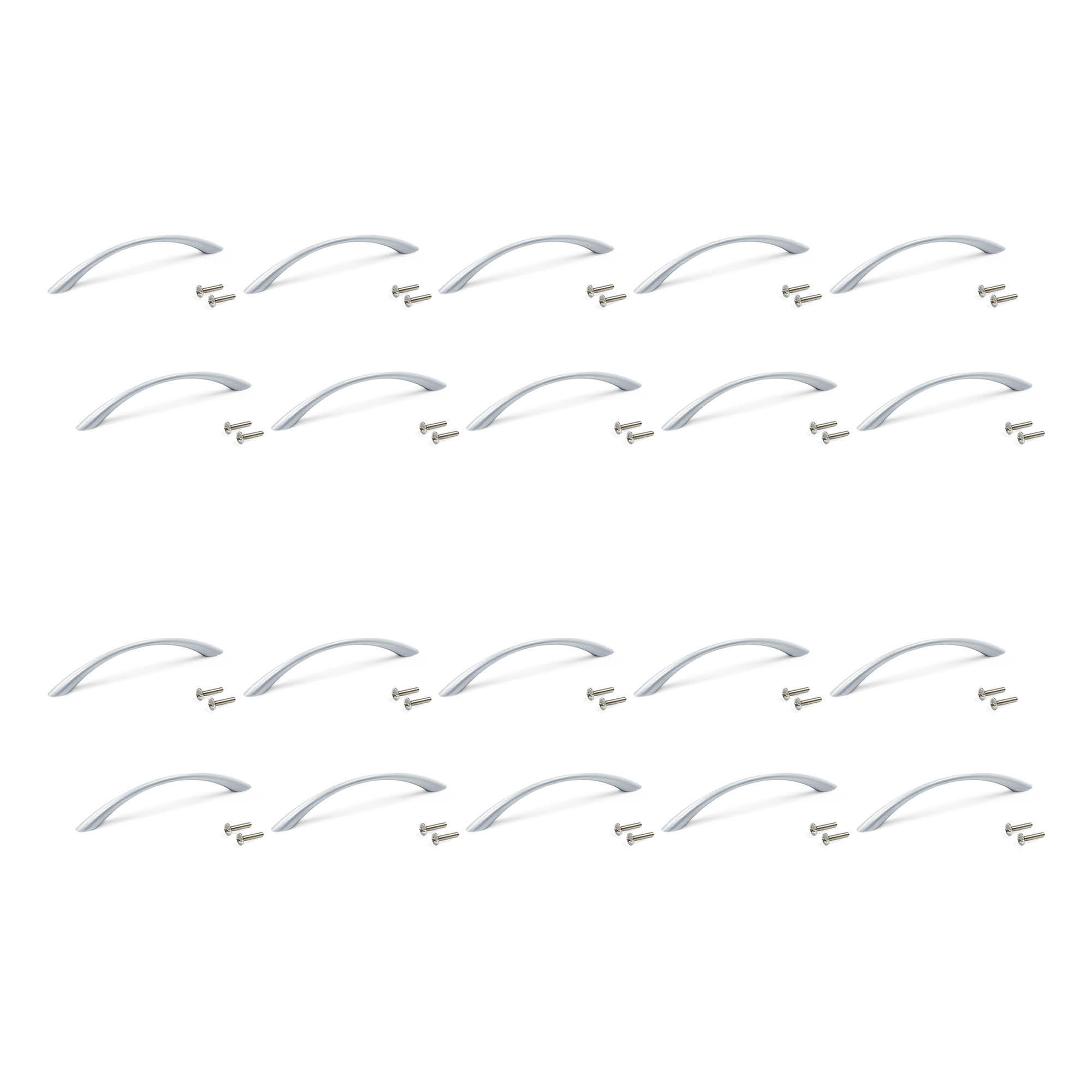 MÖBELGRIFFE Bombay, L160mm, 128mm Achsenabstand, Zamak, Silbergrau lackiert 20er-set - Silberfarben, Kunststoff (1/3/16cm) - EMUCA