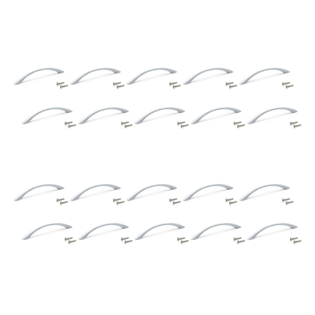 MÖBELGRIFFE Bombay, L160mm, 128mm Achsenabstand, Zamak, Silbergrau lackiert 20er-set - Silberfarben, Kunststoff (14/3/20cm) - EMUCA