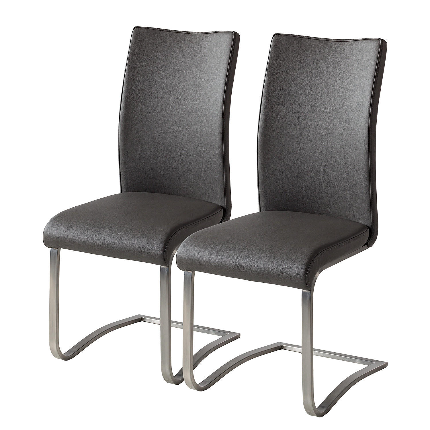 FREISCHWINGER - Grau, Leder/Metall (43/103/52cm) - home24
