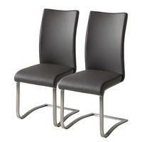 FREISCHWINGER - Grau, Leder/Metall (43/103/52cm) - home24