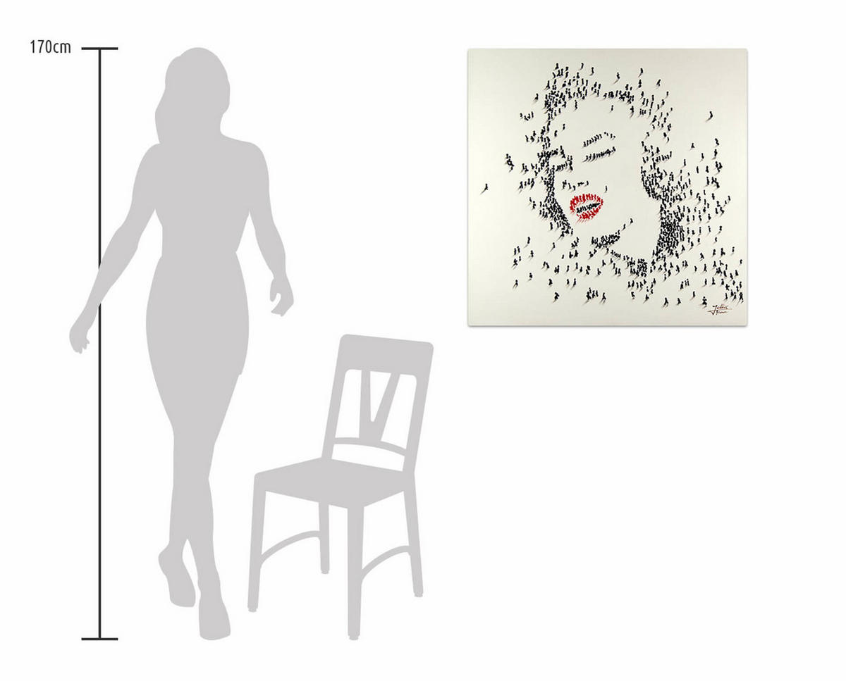 ÖLGEMÄLDE 80/80 cm - Schwarz/Weiß, Holz/Textil (1.6/80cm) - KUNSTLOFT
