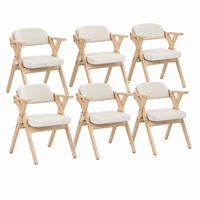KLAPPSTUHL 6er-Set mit Armlehnen Massivholz Leinen Beige - Beige, Holz (66.5/76/64.51cm) - Meubliv