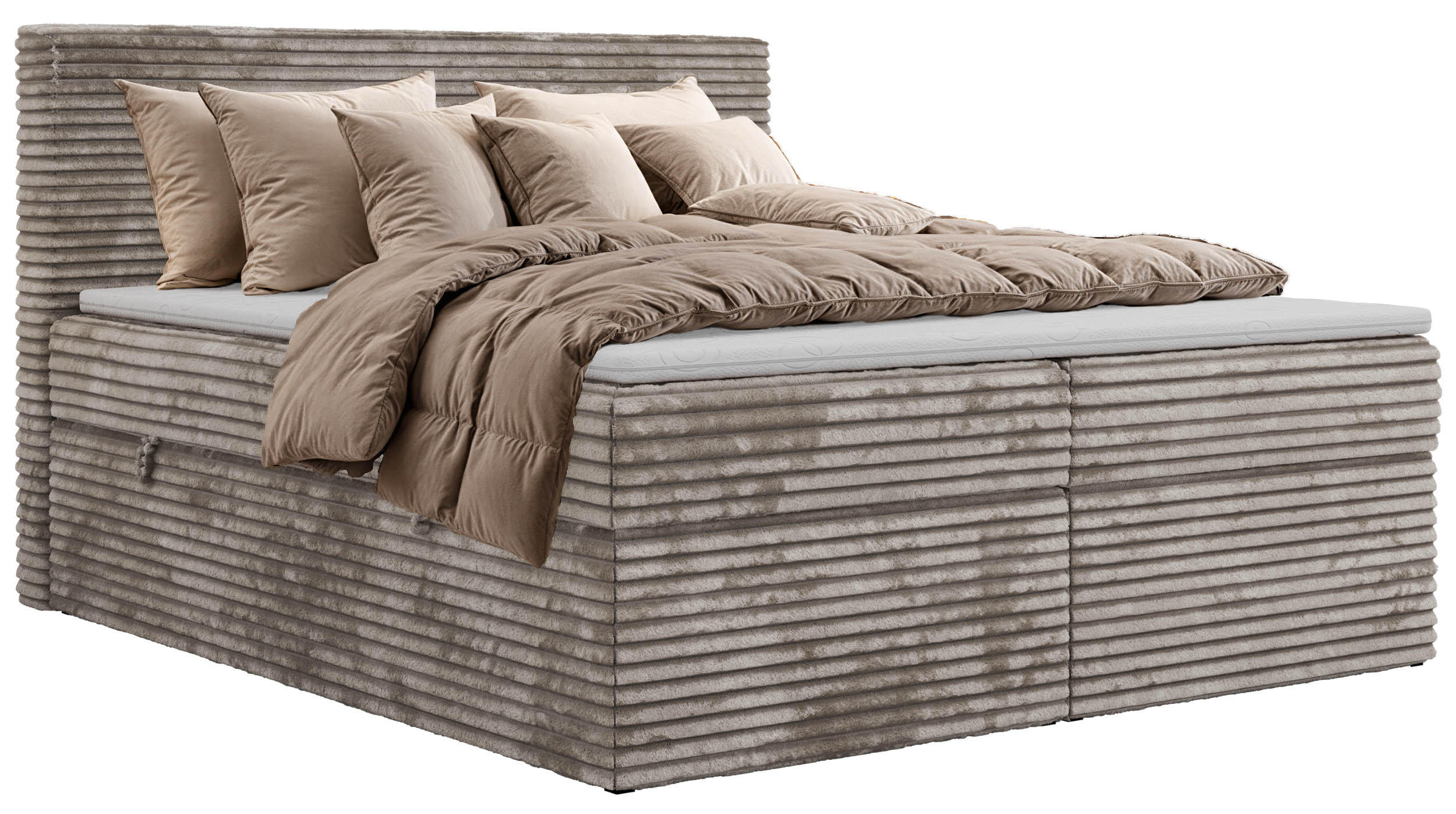 BOXBETT TILION 180/200 - Hellbraun Cord - Topper T25 - H3 - Hellbraun, Textil (180/200cm) - MKS