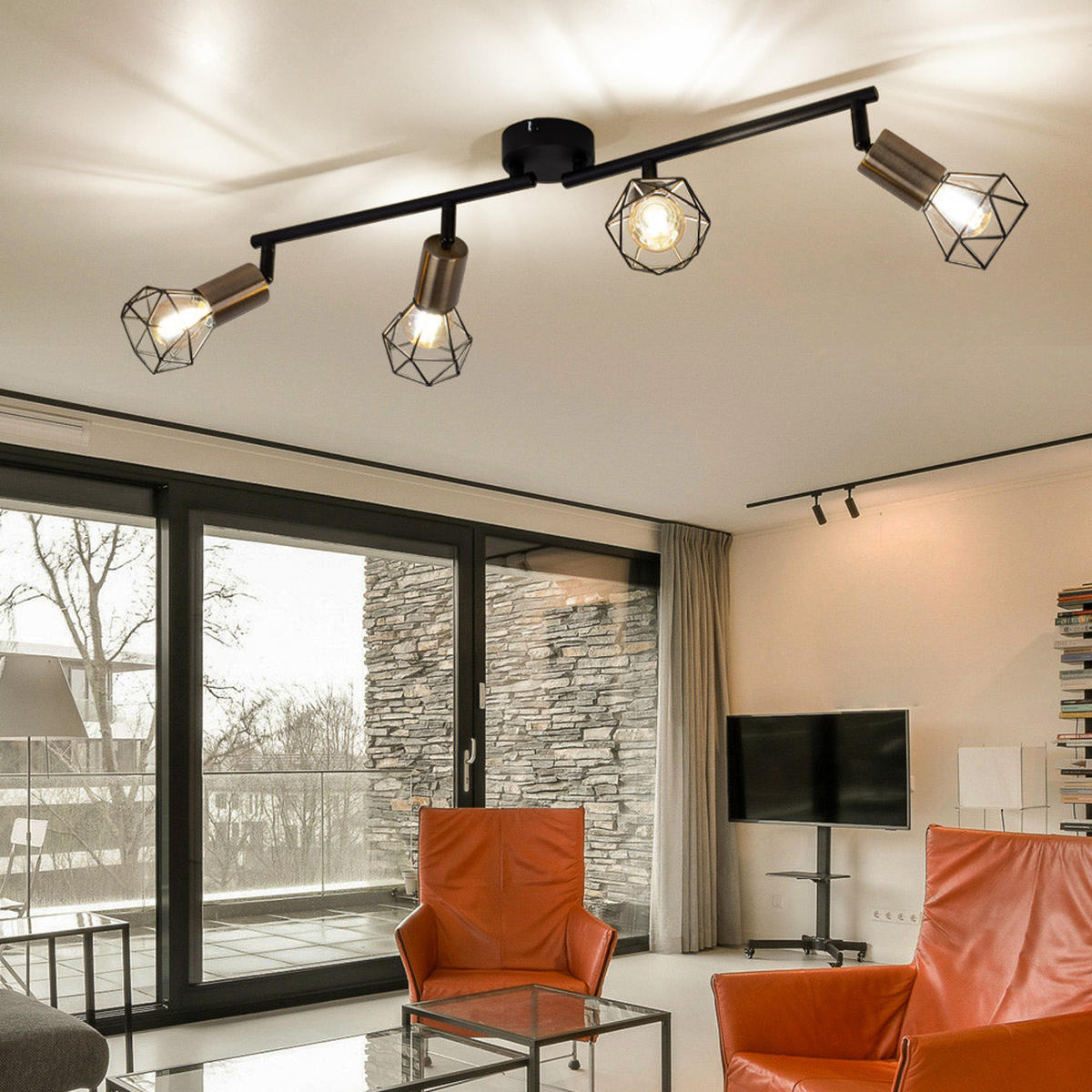 LED DECKENLEUCHTE XARA Metall Schwarz Altmessing - Schwarz, Metall (60/8/19.5cm) - Globo Lighting