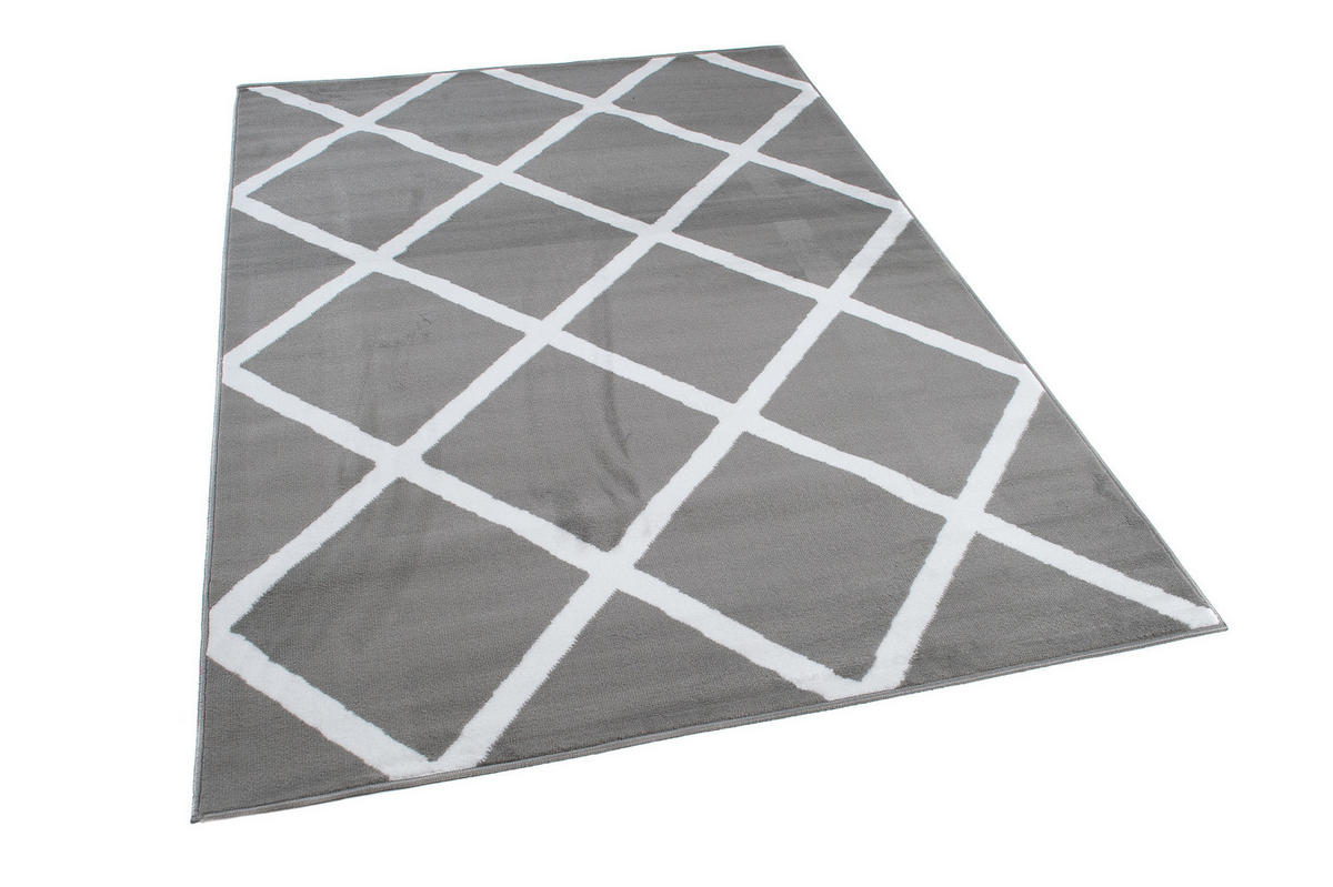 TEPPICH LUXURY Grau Geometrisch Karo Diamant 200/300 cm - Grau, Textil (200/300cm) - Tapiso