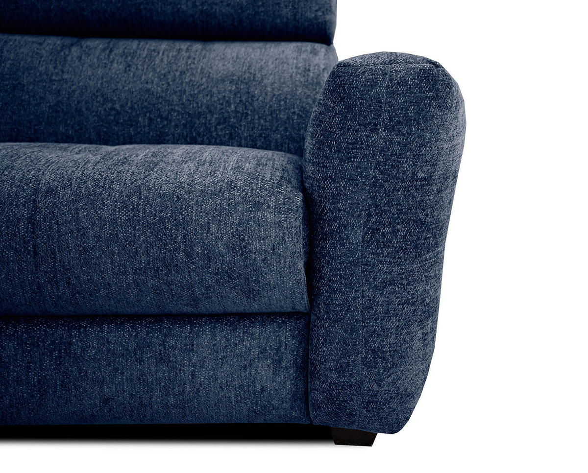 SOFA CALVERA 3-Sitzer mit 1 Relaxfunktion, dunkelblau - Dunkelblau, Holzwerkstoff/Textil (204/79/106cm) - Courtois Laville