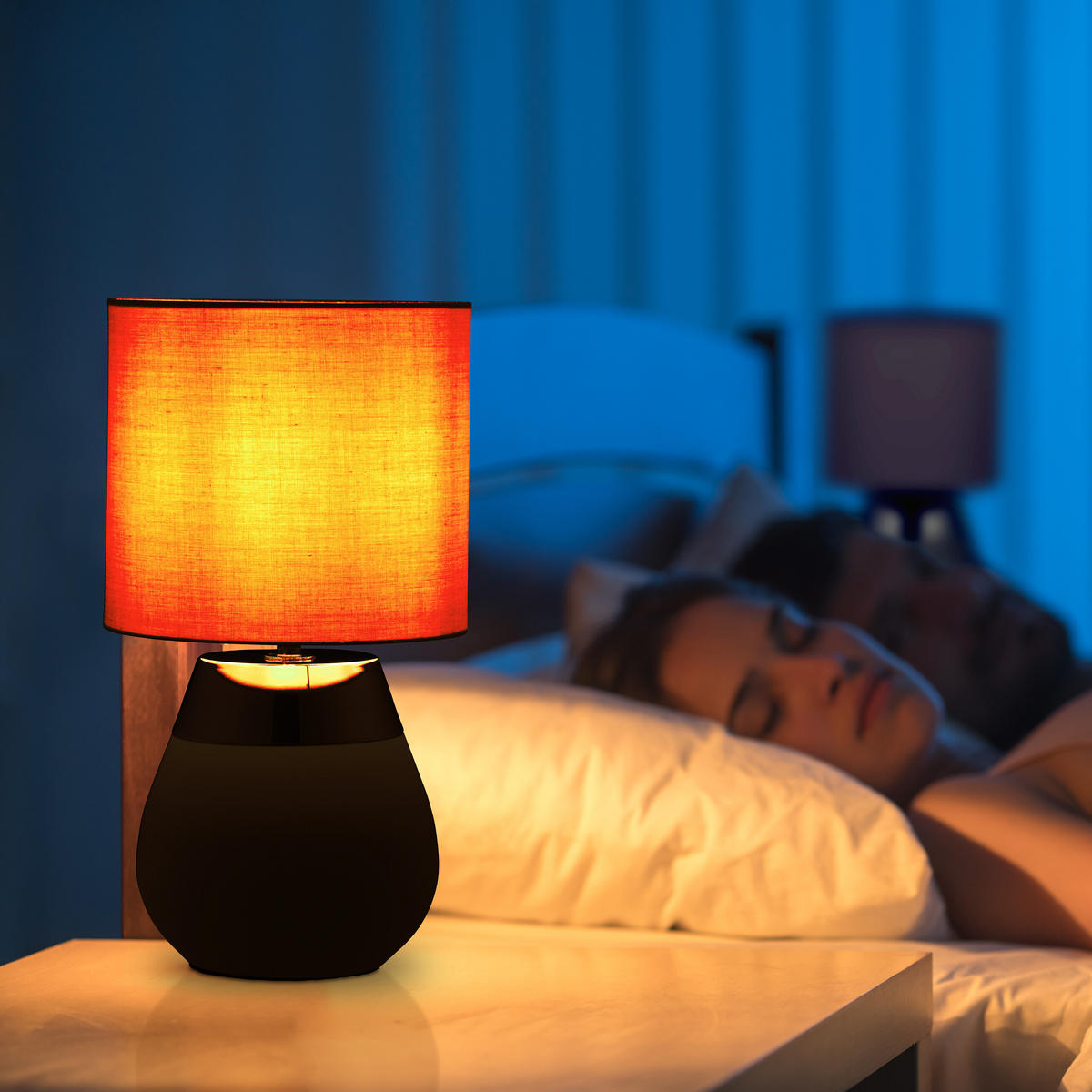 2XTISCHLAMPE - Dunkelblau, Kunststoff/Textil (18/18/32cm) - Relaxdays