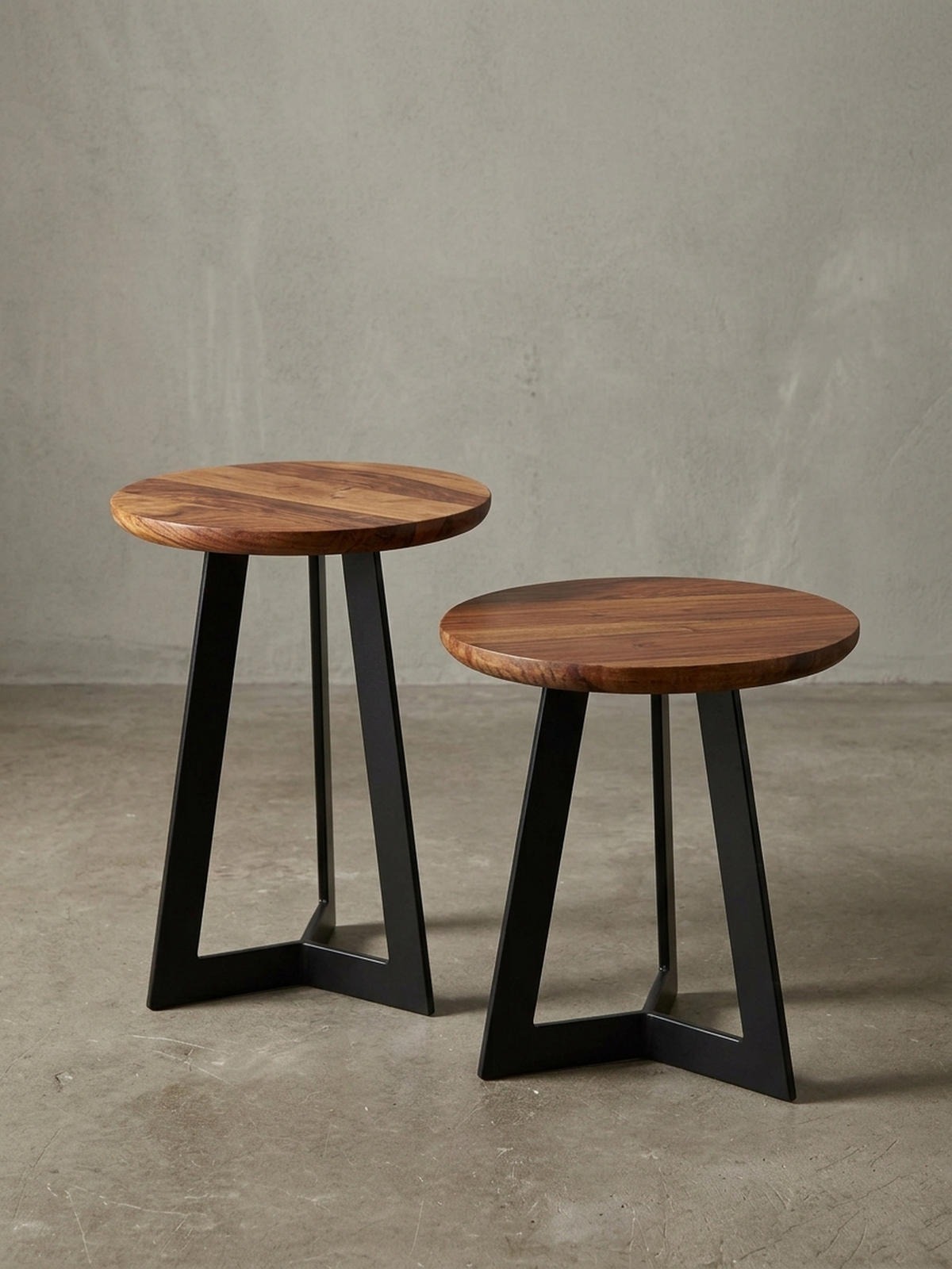 BEISTELLTISCH – Holz Metall Braun Schwarz 40x40 cm Industrial Maserung - Schwarz/Braun, Holz/Metall (35/35/45cm) - KADIMA DESIGN