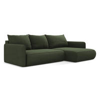 ECKSOFA mit Schlaffunktion Strukturstoff Stoff Grün - Schwarz/Olivgrün, Kunststoff/Textil (240/148cm) - LaMiaSofa