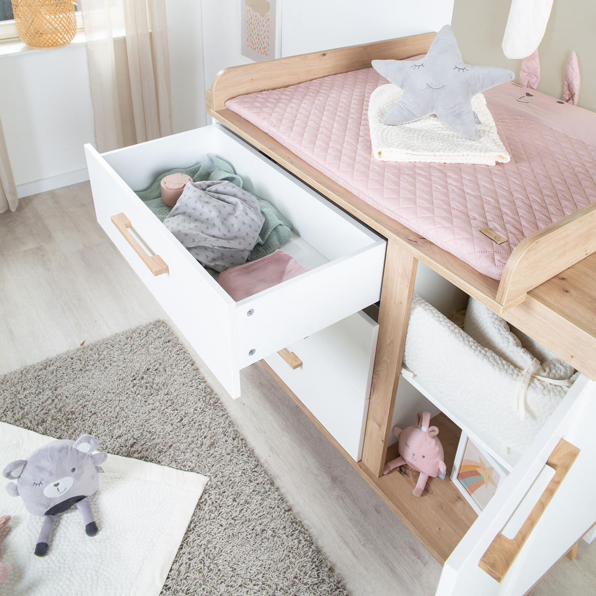 WICKELKOMMODE Smile - Eiche Artisan/Weiß, Holz/Holzwerkstoff (117.5/103/78cm) - Roba