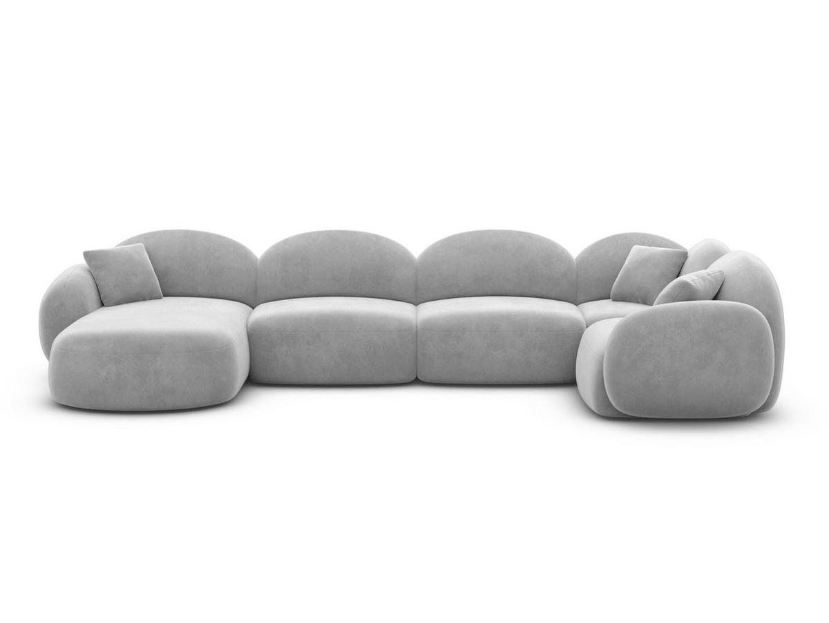 WOHNLANDSCHAFT Mirello U-Form Hellgrau Samtstoff - Hellgrau, Kunststoff (333/77/193cm)