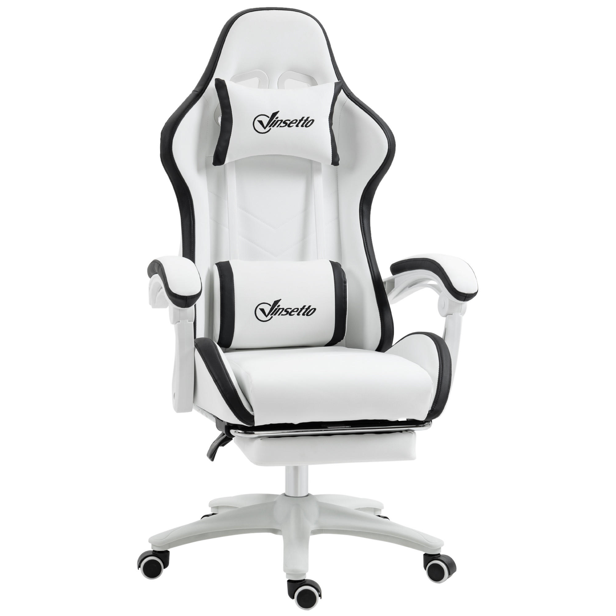 GAMINGSTUHL DE-11703 neigbar 135° mit Fußstütze Weiß/Schwarz - Schwarz, Metall (65/129/65cm) - ComfortXL