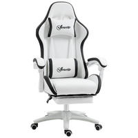 GAMINGSTUHL DE-11703 neigbar 135° mit Fußstütze Weiß/Schwarz - Schwarz, Metall (65/129/65cm) - ComfortXL