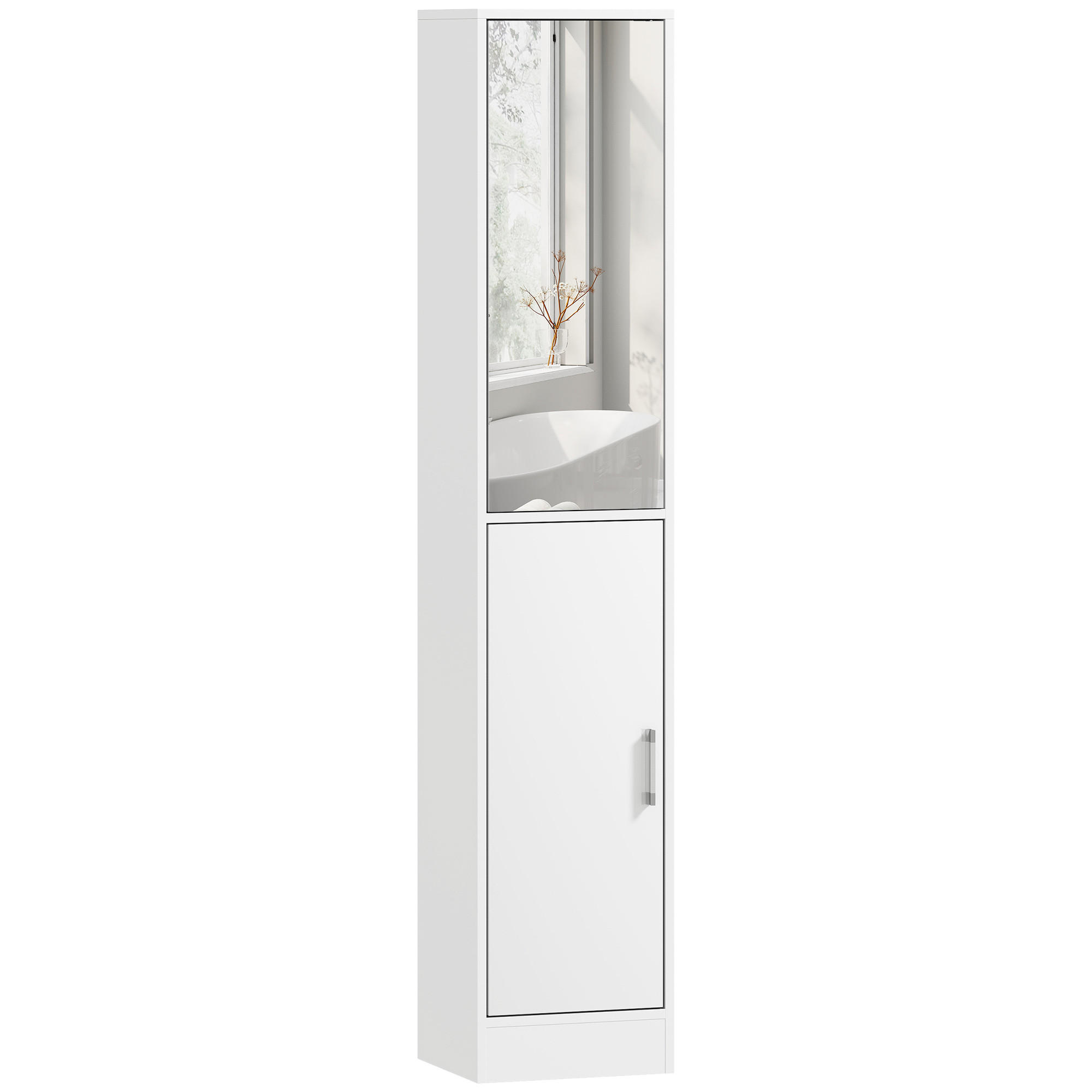 HOCHSCHRANK DE-12532 mit spiegel 32/28/162 cm Weiß - Weiß, Holzwerkstoff (28/162/32cm) - ComfortXL