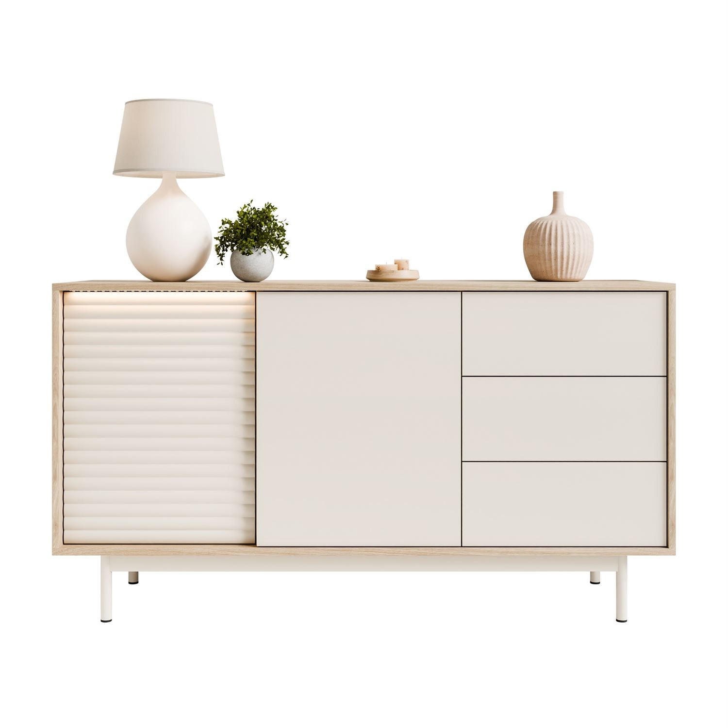 KOMMODE FLORENCE 2D3S mit Schubladen - Kaschmir, Holzwerkstoff (140/77/40cm) - Lookway