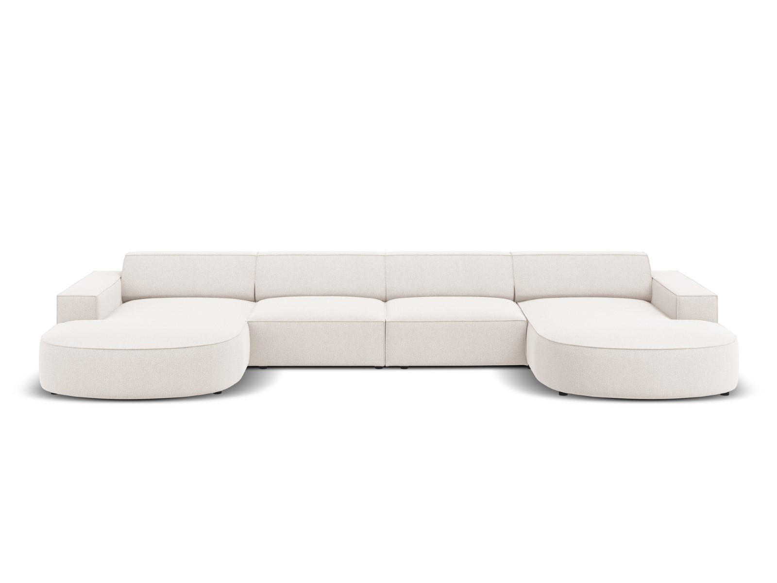 PANORAMASOFA Jodie aus strukturiertem Stoff leichtes beige 6 Sitzplätze - Beige, Textil (166/70/364cm) - Micadoni