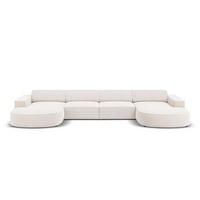 PANORAMASOFA Jodie aus strukturiertem Stoff leichtes beige 6 Sitzplätze - Beige, Textil (166/70/364cm) - Micadoni