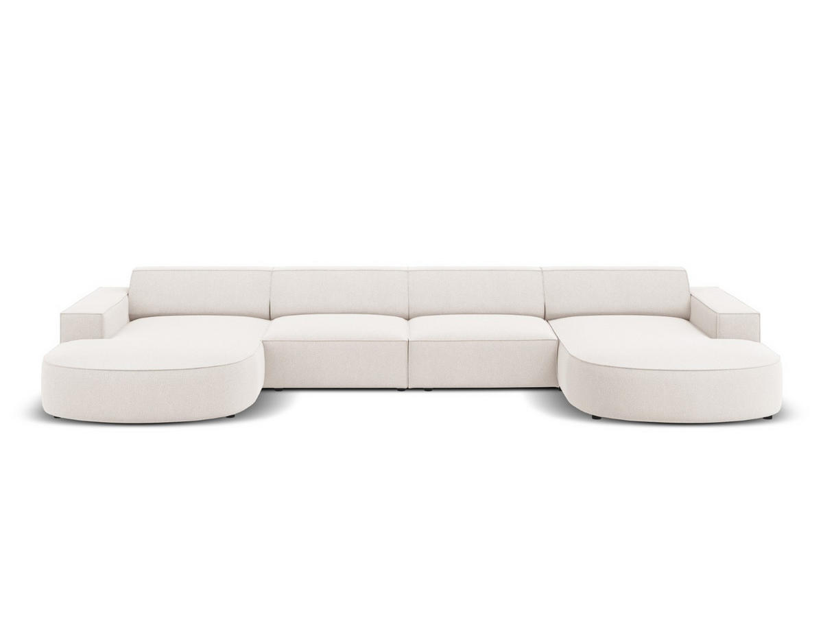 PANORAMASOFA Jodie aus strukturiertem Stoff leichtes beige 6 Sitzplätze - Beige, Textil (166/70/364cm) - Micadoni
