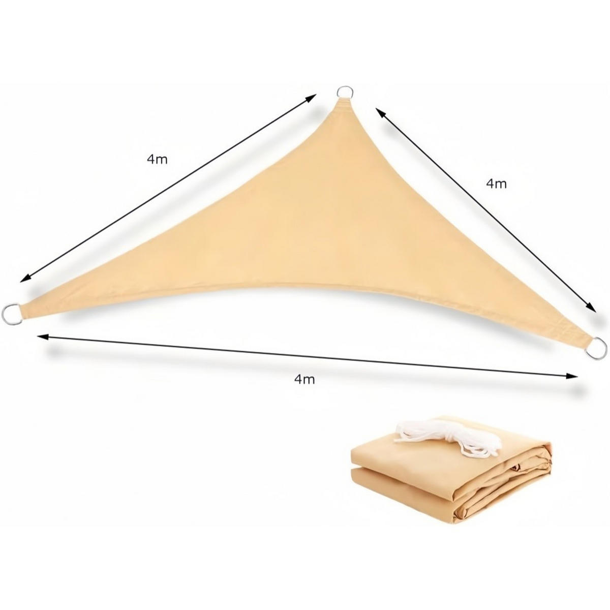 SONNENSEGEL Dreieck 4x4x4m Beige Wasserdicht UV-Schutz - Gelb, Textil (400/400cm) - Weltevree