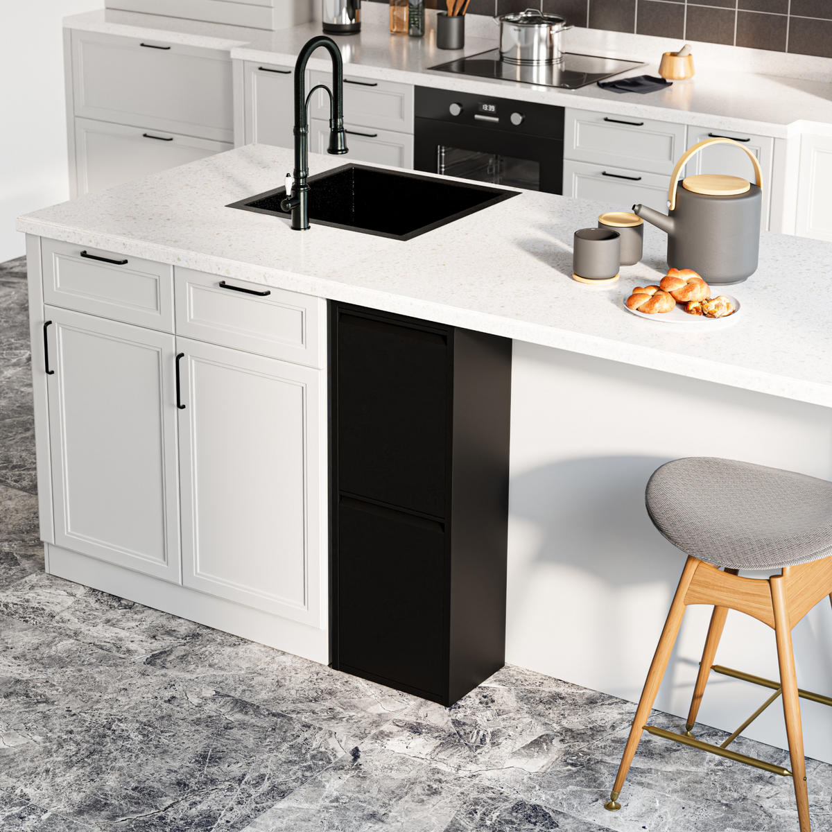 SKŘÍŇ NA ODPADKY Sollentuna - černá, kov/plast (33/93/25cm) - [en.casa]