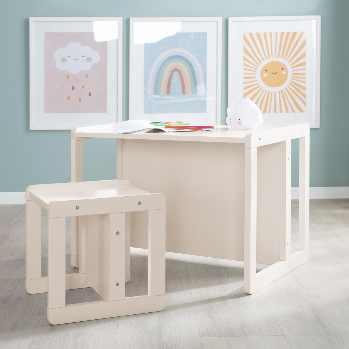 KINDERSITZGRUPPE 3in1 - Kaschmir, Holzwerkstoff (61/44/44cm) - Roba