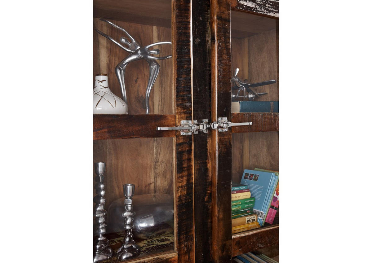 VITRINE Altholz 100x40x180 mehrfarbig lackiert FREEZY #30 - Multicolor, Holz (100/180/40cm) - Massivmoebel24