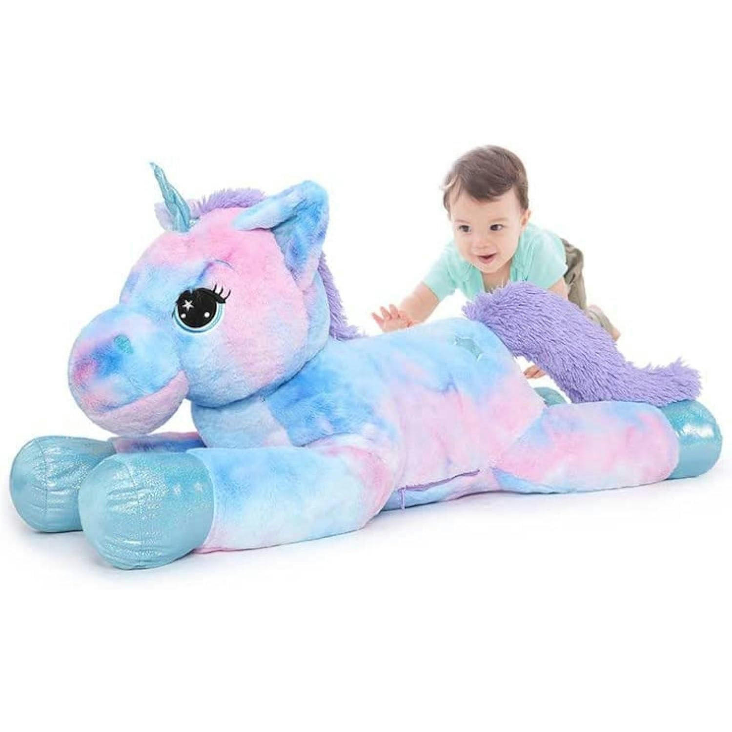 PLÜSCHTIER Einhorn 80 cm Bunt-blau - Multicolor, Textil (40/80cm)