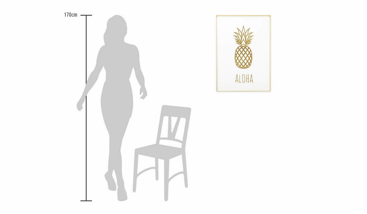 WANDBILD Gold 50/70 cm - Goldfarben/Weiß, Glas (1.8/70cm) - KUNSTLOFT