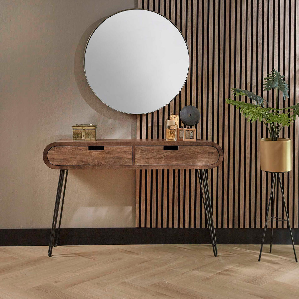 SCHMINKTISCH Fass Braun 120/30/76 cm - Braun, Holz (120/30/76cm) - Hoyz Collection
