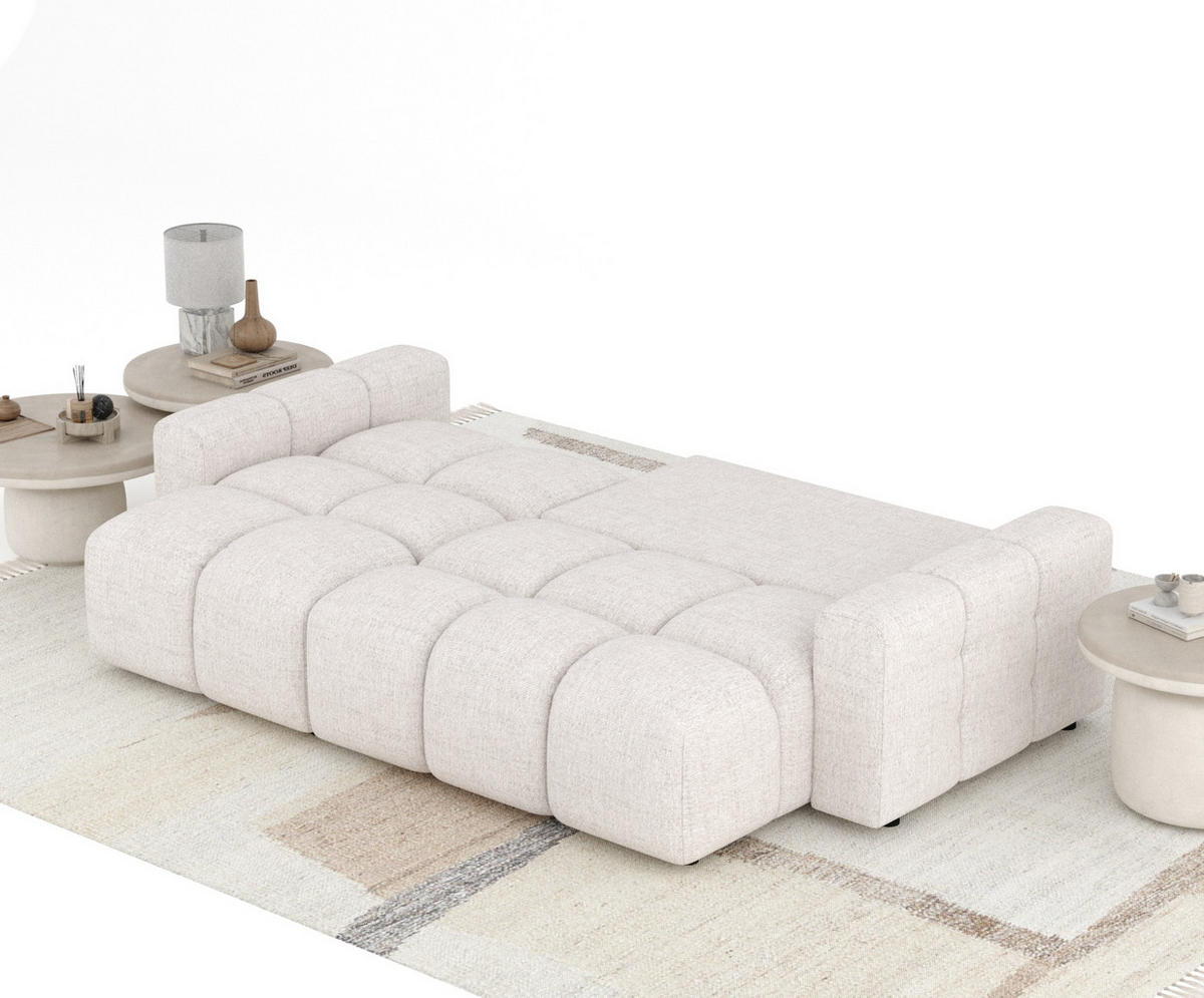 ECKSOFA MIT SCHLAFFUNKTION Ucci Beige Webstoff - Beige/Schwarz, Holz/Holzwerkstoff (233/142cm) - Maison de Reve