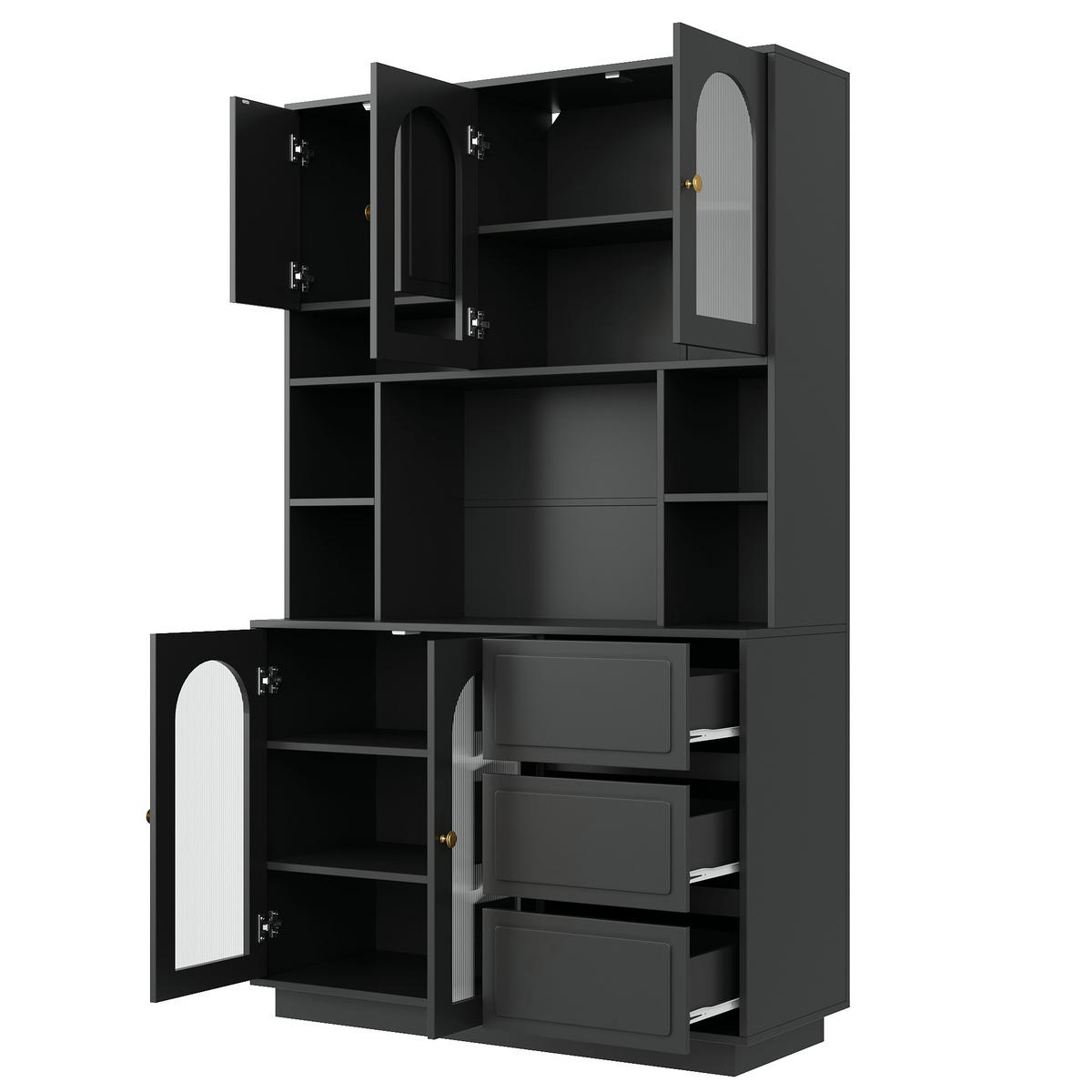 BUFFET DE-37600 106/30/175 cm mit LED-Beleuchtung Schwarz - Schwarz, Holzwerkstoff (106/175/30cm) - ComfortXL