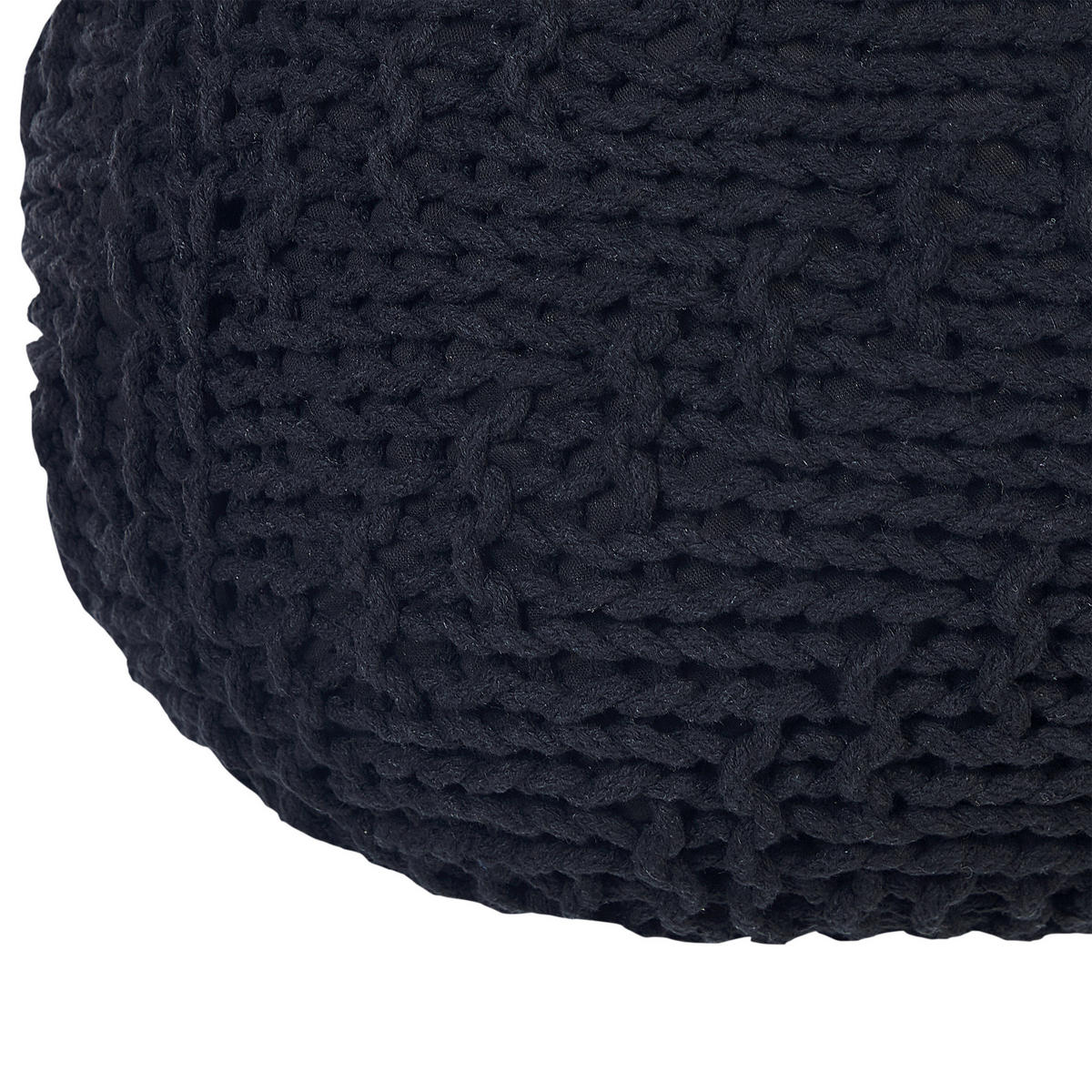 POUF Priene 50/50/35 cm - Schwarz, Naturmaterialen/Textil (50/35/50cm) - Beliani