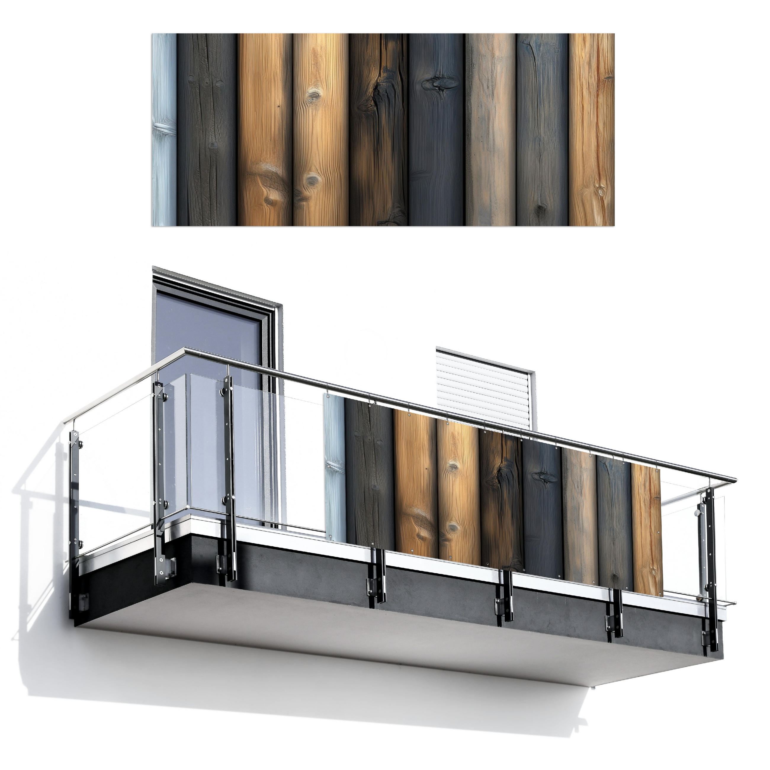 BALKON-SICHTSCHUTZ Holz - Dielen - Gemischt - Teakfarben, Kunststoff (300/130cm) - MuchoWow