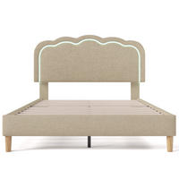 POLSTERBETT 140/200 cm in Beige Samt mit Lattenrost - Beige, Holz/Textil (140/200cm) - KOMHTOM