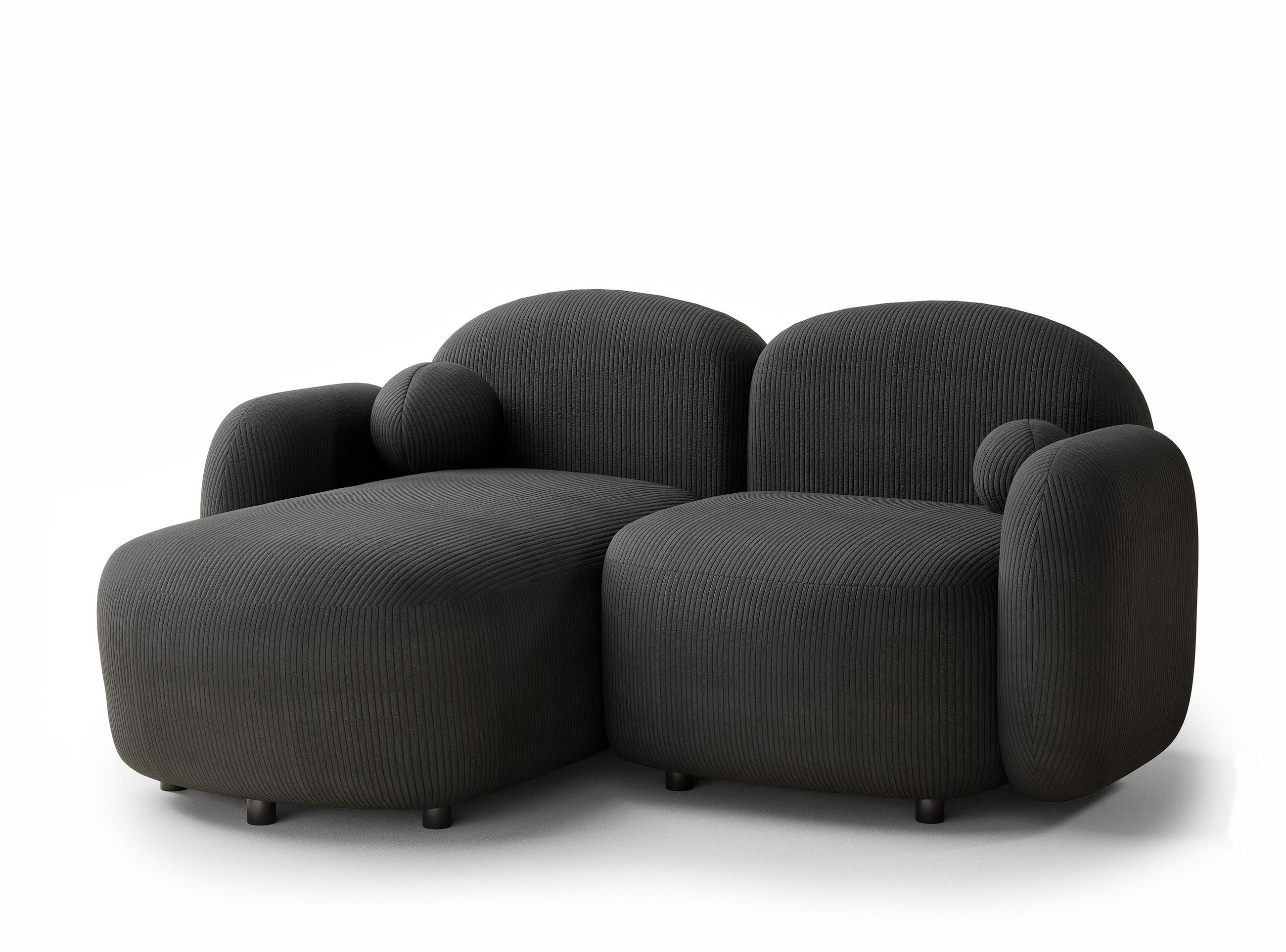 ECKSOFA Bahama Anthrazit Samtstoff - Links Seite - Anthrazit/Schwarz, Holz/Holzwerkstoff (146/190cm) - Maison de Reve