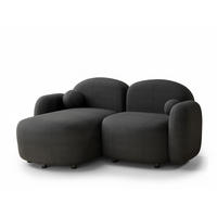 ECKSOFA Bahama Anthrazit Samtstoff - Links Seite - Anthrazit/Schwarz, Holz/Holzwerkstoff (146/190cm) - Maison de Reve