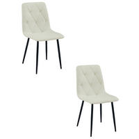 ESSZIMMERSTUHL 2-er Set TYRA beiger Sitz, schwarze Beine - Beige/Schwarz, Textil (44.5/87/54.5cm) - Valora