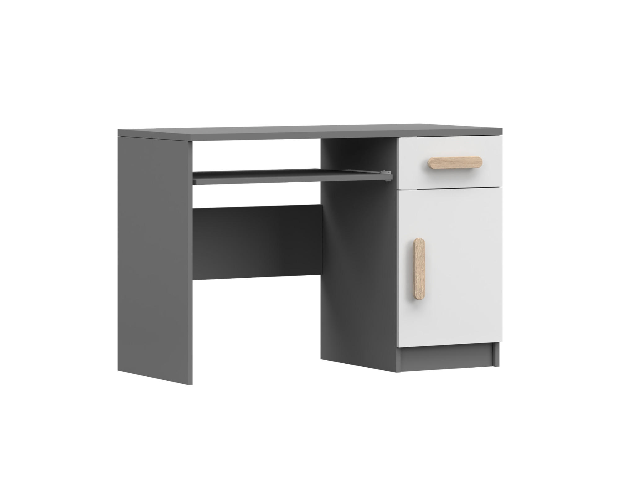 KINDERSCHREIBTISCH INGE 08 110/75/50 cm Weiß+Grau/Sonoma Eiche - Weiß/Grau, Holzwerkstoff (110/75/50cm) - Deine Möbel 24